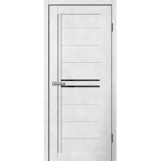 Дверь межкомнатная Сибирь Профиль Барн 6 Бетон светлый, стекло черное